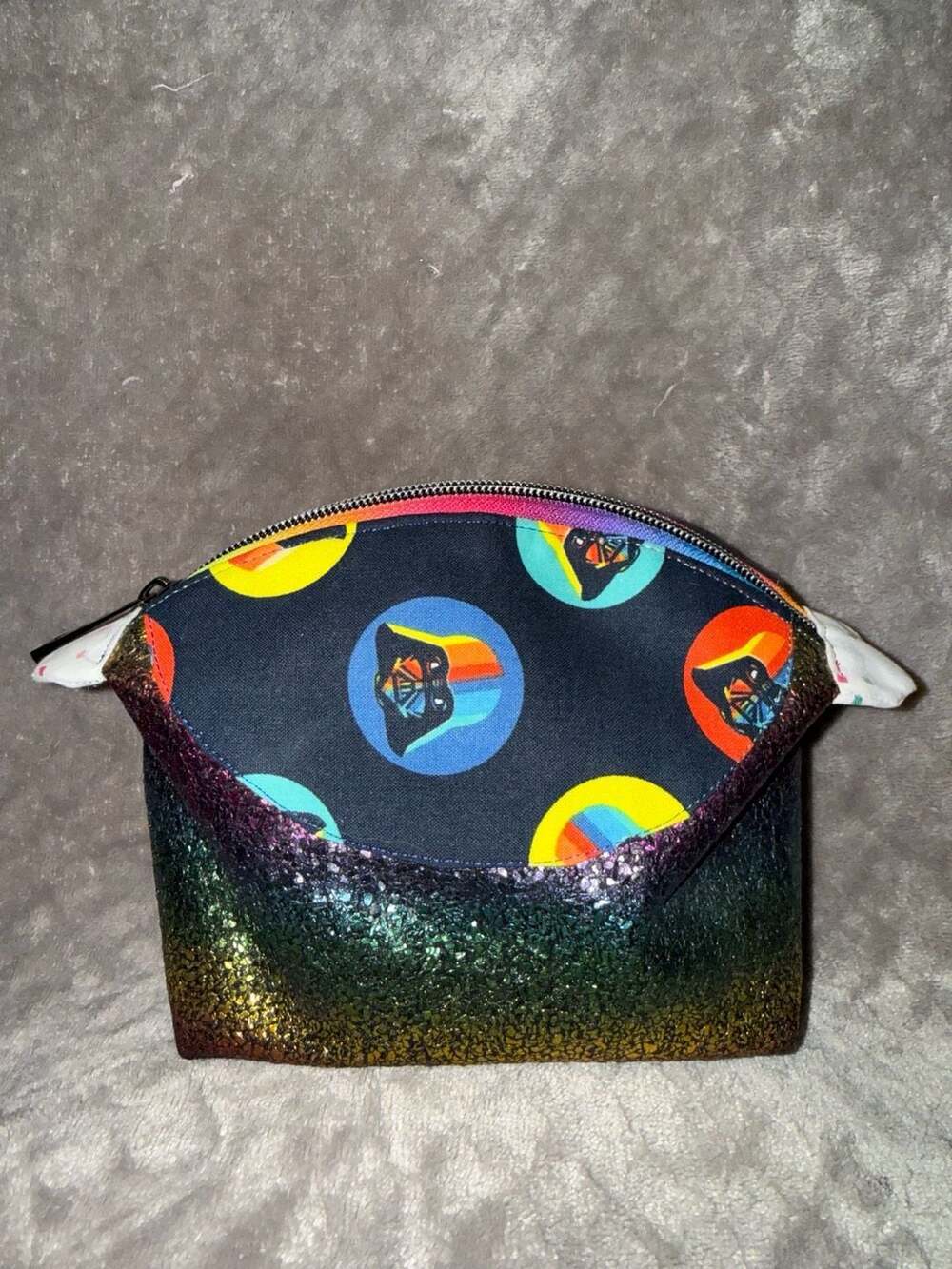 Star Wars Darth Vader Rainbow Cosmetic Pouch with Iridescent Glitter Trim